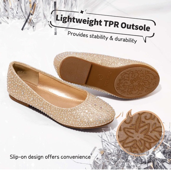 Dream Pairs Girls Glitter Slip On Ballerina Flats, Size 13 - Picture 5 of 16